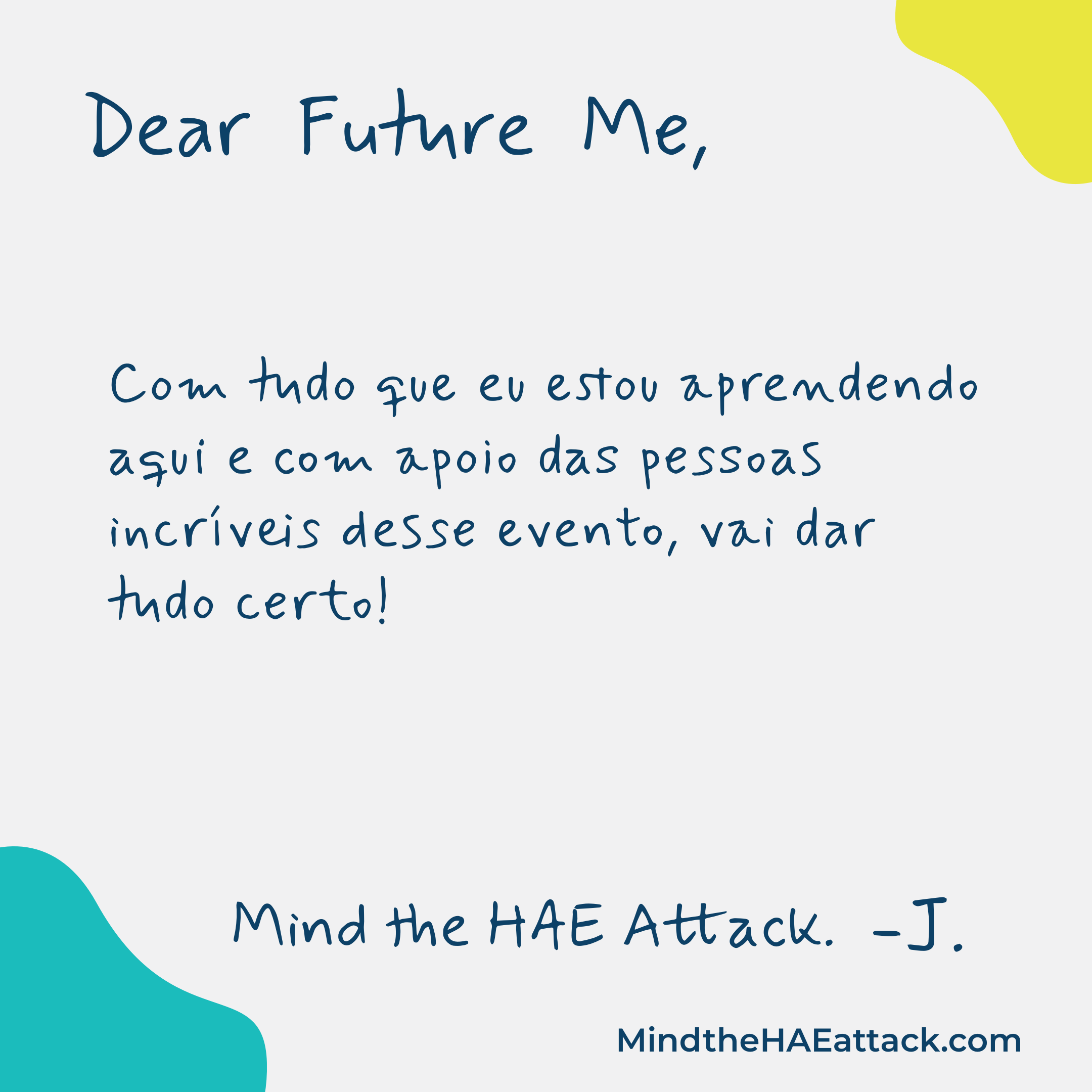 Erinnern Sie sich an Ihre letzte #HAE-Attacke? Mitglieder der HAE-Gemeinschaft schreiben Briefe an sich selbst und geben darin Ratschläge zur Behandlung der nächsten Attacke. Schreiben auch Sie einen Brief an Ihr zukünftiges Ich: https://bit.ly/3ZmsVBy. #MindtheHAEattack macht die Belastung durch #HAE offensichtlich.