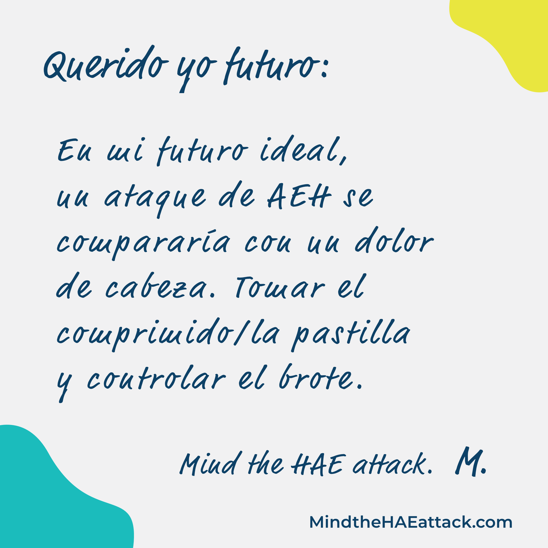 Lembre-se da sua última #crise de AEH? Os membros da comunidade de angioedema hereditário (AEH) estão escrevendo cartas sobre como tratariam sua próxima crise de forma diferente. Escreva uma carta para você no futuro aqui: https://bit.ly/3ZmsVBy. #MindtheHAEattack ajuda a revelar o peso de #HAE.