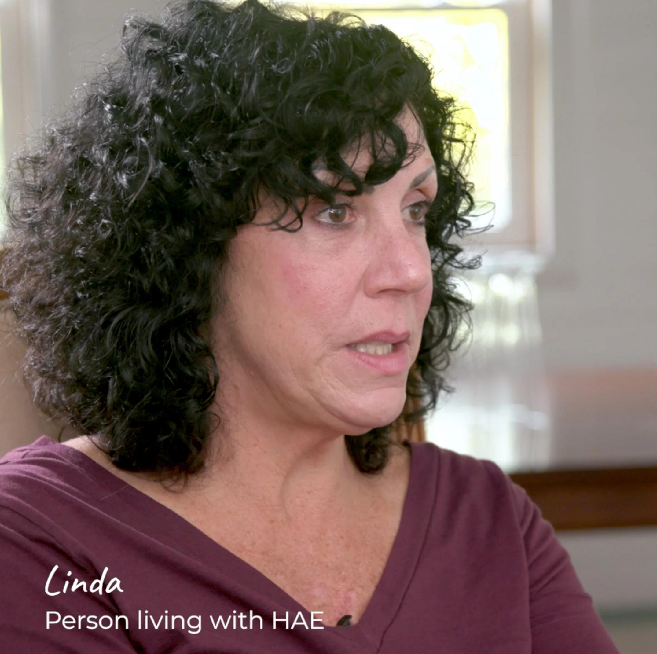 Video preview thumbnail of Linda, a real person living with HAE, sharing her story about treating in minutes.